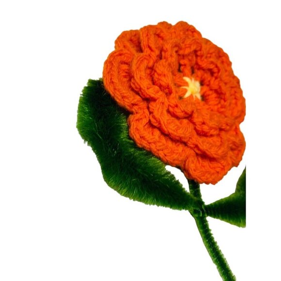 Handmade Vintage 1970s Flower Magnets Orange Brown Crochet Chenille Pipe Cleaner - Picture 4 of 9